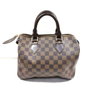 Authentic Louis Vuitton Speedy 25 Brown Damier Ebene Hand Bag mon836-110525